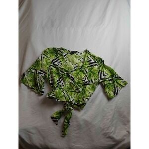 Thread Story Crop Top Womens M Palm Print Tropical Beach Summer Festivalwear